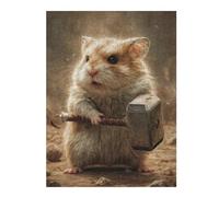 Puzzles pour Adultes Hamster with Thor's Hammer Puzzles Jeux Relaxants Découpe De Précision Cadeaux pour Les Amis Et La Famille 1000pcs(52x38cm)