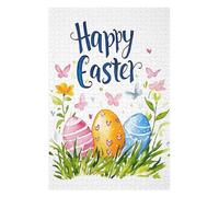Puzzles pour Adultes Happy Easter Wishes Puzzles pour Adultes - Jeux Relaxants - Décoration Murale - Cadeaux pour Les Amis Et La Famille 75x50cm/1000pcs