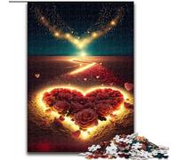 Puzzles pour Adultes Heart on The Beach 1000 pièces Puzzles pour Adultes Parfait pour Les Adolescents et la décoration intérieure Taille 38x26cm