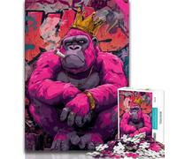 Puzzles pour Adultes Hip Hop Monkey Teenager Jigsaw, Anti-Stress Staycation Kill Time Interaction Parent-Enfant (Taille 75x50cm)