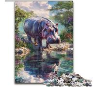 Puzzles pour Adultes Hippo de la Jungle (1000 pièces), Staycation Kill Time, Chaque pièce est Unique - Jeu Familial Stimulant et Amusant (26x38cm)