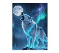Puzzles pour Adultes Howling Wolf Moonlight Puzzle pour Adultes Jeux Relaxants Course De Vitesse Manuelle Cadeau d'anniversaire, Cadeaux, 52x38cm/1000pcs