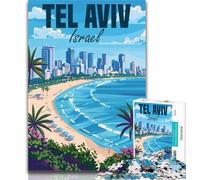 Puzzles pour Adultes Israël Tel Aviv Voyage Puzzles 1000 pièces pour Adolescents, Entraînez Votre Cerveau et Vos Mains Cadeau d'anniversaire, Cadeaux 75x50cm