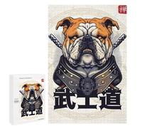 Puzzles pour Adultes Japanese Samurai Bulldog Puzzle pour Adultes, Jeu De Réflexion, Décoration Murale, Activités Amusantes À La Maison, 1000 PCS
