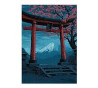 Puzzles pour Adultes Japanese Torii Gate with Mount Fuji Puzzle pour Adultes - Jeu Manuel - Améliore La Mémoire - Cadeaux d'anniversaire Et Cadeaux Uniques 38x26cm/1000pcs