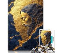 Puzzles pour Adultes Jésus doré, 1 000 pièces, Difficiles, avec pièces de Formes aléatoires entièrement emboîtables, pour Les Enfants de 14 Ans et Plus, 50x75cm