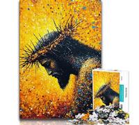 Puzzles pour Adultes Jésus doré 1 000 pièces Jouet éducatif et décompressant idéal pour Un Anniversaire ou comme Cadeau (26x38cm)