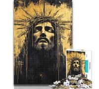 Puzzles pour Adultes, Jésus doré, Puzzles pour Adultes, Jeu de réflexion, décoration Murale, Cadeaux d'anniversaire et de Noël Uniques, 50x75cm