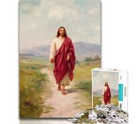 Puzzles pour Adultes Jésus Marchant sur la Route Puzzles 1000 pièces pour Adultes Cadeaux, pour est idéal comme Cadeau pour Toute la Famille pour et 14 Ans 26x38cm