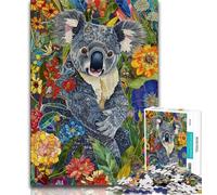 Puzzles pour Adultes Koala psychédélique 1000 pièces pour Adultes et Adolescents Anti-Stress défi Difficile renforce l'amour Entre Couples 26x38cm