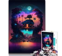 Puzzles pour Adultes La Cabane sur l'Île Puzzles 1000 pièces pour Adolescents Cadeaux Jeux en Famille Cadeaux d'anniversaire de Noël (38x26cm)