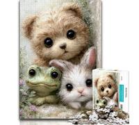 Puzzles pour Adultes Lapin Ours en Peluche bébé pour Adolescents 1 000 pièces Relax Games est Un pour Toute la Famille (50x75cm)