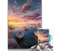 Puzzles pour Adultes Le Port au Coucher du Soleil, Puzzle de 1 000 pièces pour Adultes et Adolescents, intéressant pour réduire Le Stress et interagir avec Les Parents et Les Enfants, 26x38cm