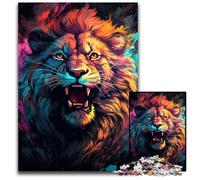 Puzzles pour Adultes Le Roi des Bêtes colorés et psychédéliques 1000 pièces Puzzles Difficiles pour Adultes Cadeau Parfait pour la fête des mères Anniversaires Noël 1000 pièces (38x26cm)