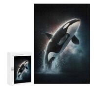 Puzzles pour Adultes Leaping Orca in Starry Night Puzzle pour Adultes, Jeu Familial, Défi Difficile, Cadeaux pour Les Amis Et La Famille 300 PCS