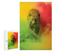 Puzzles pour Adultes Leopard in Colorful Smoke Puzzles pour Adultes : Anti-Stress, Difficile Et Stimulant, pour des Soirées Jeux en Famille 1000 PCS