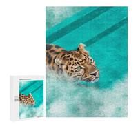 Puzzles pour Adultes Leopard in Waterfall Puzzle pour Adolescents Améliore La Mémoire Difficile Et Stimulant Idéal comme Cadeau 500 PCS