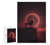 Puzzles pour Adultes Lion on Rocky Cliff with Full Moon Puzzles pour Adultes : Anti-Stress, Difficile Et Stimulant, pour des Soirées Jeux en Famille 300 PCS