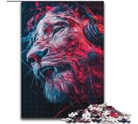 Puzzles pour Adultes Lion Portant Un Casque (1000 pièces), à Assembler soi-même, à Offrir en Cadeau à Toute la Famille (50x75cm).
