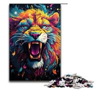Puzzles pour Adultes Lion psychédélique coloré 1000 pièces Puzzle en Bois pour Enfants de 12 Ans et Plus Décoration d'intérieur 1000 pièces (75 x 50 cm)