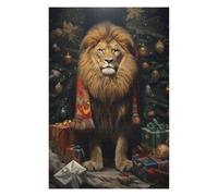 Puzzles pour Adultes Lion Xmas Sweet Casse-têtes pour Adolescents, Jeux De Réflexion, Analyse Et Logique, Cadeaux pour Amis Et Famille 75x50cm/1000pcs