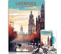 Puzzles pour Adultes Liverpool Royaume-Uni Puzzles pour Adolescents, Jeu Familial Anti-Stress, défi Difficile, Cadeaux du Père Noël Secret 75x50cm