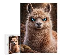Puzzles pour Adultes Llama with Glowing Blue Eyes Puzzle pour Adultes, Jeu De Réflexion, Décoration Murale, Activités Amusantes À La Maison, 500 PCS