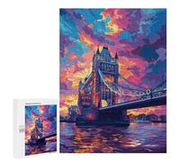 Puzzles pour Adultes London Bridge Sunset-6 Puzzles pour Adultes : Anti-Stress, Difficile Et Stimulant, pour des Soirées Jeux en Famille 500 PCS
