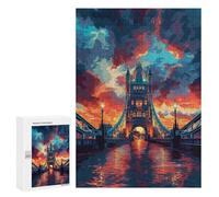 Puzzles pour Adultes London Bridge Sunset Puzzles pour Adolescents : Améliorent La Mémoire. Chaque Pièce Est Unique - Jouets Et Jeux Éducatifs 300 PCS