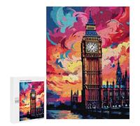Puzzles pour Adultes London's Iconic Big Ben A Vibrant Sunset View Puzzles pour Adolescents Cadeau d'anniversaire Stimule Le Cerveau Jeu Stimulant Cadeaux 500 PCS