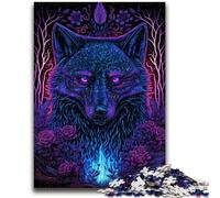 Puzzles pour Adultes Loup à lumière Noire Aidez Le Cerveau à exercer Jouets addictifs pour cultiver la Patience Convient aux Couples 50x75cm