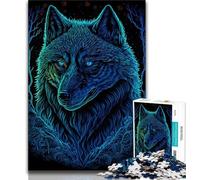 Puzzles pour Adultes Loup à lumière Noire Puzzle Adolescent, Anti-Stress Staycation Kill Time Interaction Parent-Enfant (Taille 75x50cm)