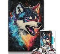 Puzzles pour Adultes Loup Art Puzzles 1000 pièces pour Adolescents Cadeaux Jouets Jeux éducatifs Soulagement du Stress Liste de souhaits avec Père Noël 38x26cm