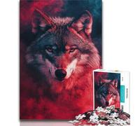 Puzzles pour Adultes Loup fumé Rouge Puzzles pour Adolescents pour Jeu éducatif Défi Jouet Collection d'artistes Beaux-Arts 38x26cm