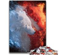 Puzzles pour Adultes Loup Rouge et Blanc 1000 pièces, Jeux d'activités familiales stimulants, Jouet de Bricolage pour décoration Murale de la Maison (75x50cm)