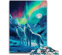 Puzzles pour Adultes Loup sous l'aurore Puzzles pour Adolescents Apprentissage éducatif pour Toute la Famille (75x50cm)