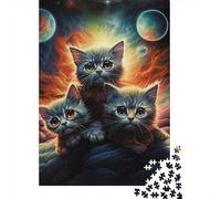 Puzzles pour Adultes Magic Art Cat 500 pièces Puzzles en Bois pour Adultes et 18 Ans et Plus Puzzle Fun Puzzles Games 500pcs (52x38cm)