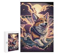 Puzzles pour Adultes Magical Corgi Sunset Art Print Puzzle pour Adolescents Améliore La Mémoire Difficile Et Stimulant Idéal comme Cadeau 1000 PCS