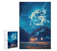 Puzzles pour Adultes Magical Moonlit Cottage -1 Puzzles pour Adultes : Anti-Stress, Difficile Et Stimulant, pour des Soirées Jeux en Famille 1000 PCS