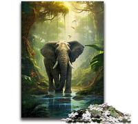 Puzzles pour Adultes Magnifiques éléphants colorés, Jeu Familial Anti-Stress, défi Difficile, adapté aux Couples (26x38cm)