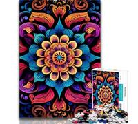 Puzzles pour Adultes Mandalas Fleuris Puzzles pour Adolescents Jouets éducatifs Jeux Anti-Stress Interaction Parent-Enfant 38x26cm