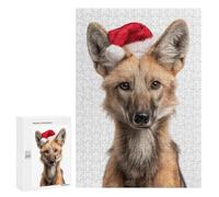 Puzzles pour Adultes Maned Wolf Christmas Portrait Puzzles pour Adultes, Jouet, Décoration Murale, Décoration Intérieure, Idéal comme Cadeau 300 PCS