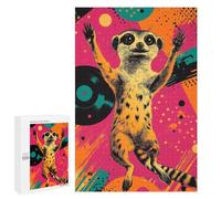 Puzzles pour Adultes Meerkat Dancing on Vinyl Funky Wildlife Wall Decor Puzzle pour Adultes - Jouets Anti-Stress - Une Œuvre d'art - Difficile Et Stimulant 1000 PCS