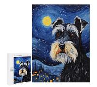 Puzzles pour Adultes Miniature Schnauzer Night Puzzles pour Adolescents, Jouets Anti-Stress, Décoration Murale, Cadeaux Uniques pour Anniversaire Et Noël 500 PCS