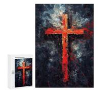 Puzzles pour Adultes Minimalistic Red Cross Puzzles pour Adolescents, Jouets Anti-Stress, Décoration Murale, Cadeaux Uniques pour Anniversaire Et Noël 300 PCS