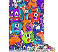 Puzzles pour adultes, monstres de dessins animés colorés, puzzles en bois pour adolescents, cadeaux, décoration de la maison, jouets puzzle, 1000 pièces (75x50 cm)