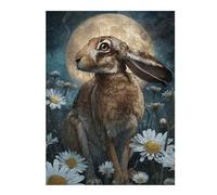 Puzzles pour Adultes Moonlit Hare in Daisies Puzzles Jeux Relaxants Découpe De Précision Cadeaux pour Les Amis Et La Famille 1000pcs(52x38cm)