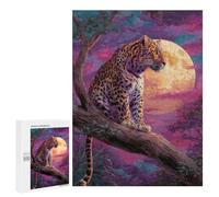 Puzzles pour Adultes Moonlit Leopard in Tree Puzzle pour Adolescents Améliore La Mémoire Difficile Et Stimulant Idéal comme Cadeau 500 PCS