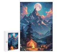 Puzzles pour Adultes Moonlit Mountain Camping Scene-1 Puzzle pour Adolescents Améliore La Mémoire Difficile Et Stimulant Idéal comme Cadeau 1000 PCS
