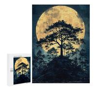 Puzzles pour Adultes Moonlit Tree Silhouette Puzzles pour Adultes - Jeux De Détente - Défi Difficile À Relever 500 PCS